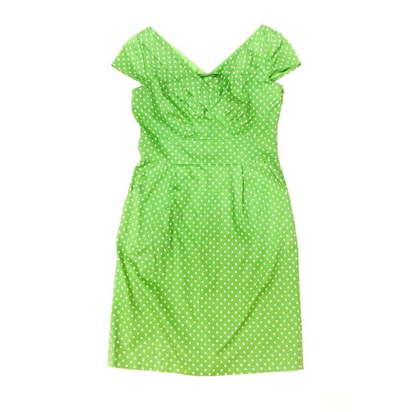 Tahari lime green polka dot minidress - Picture 1 of 6